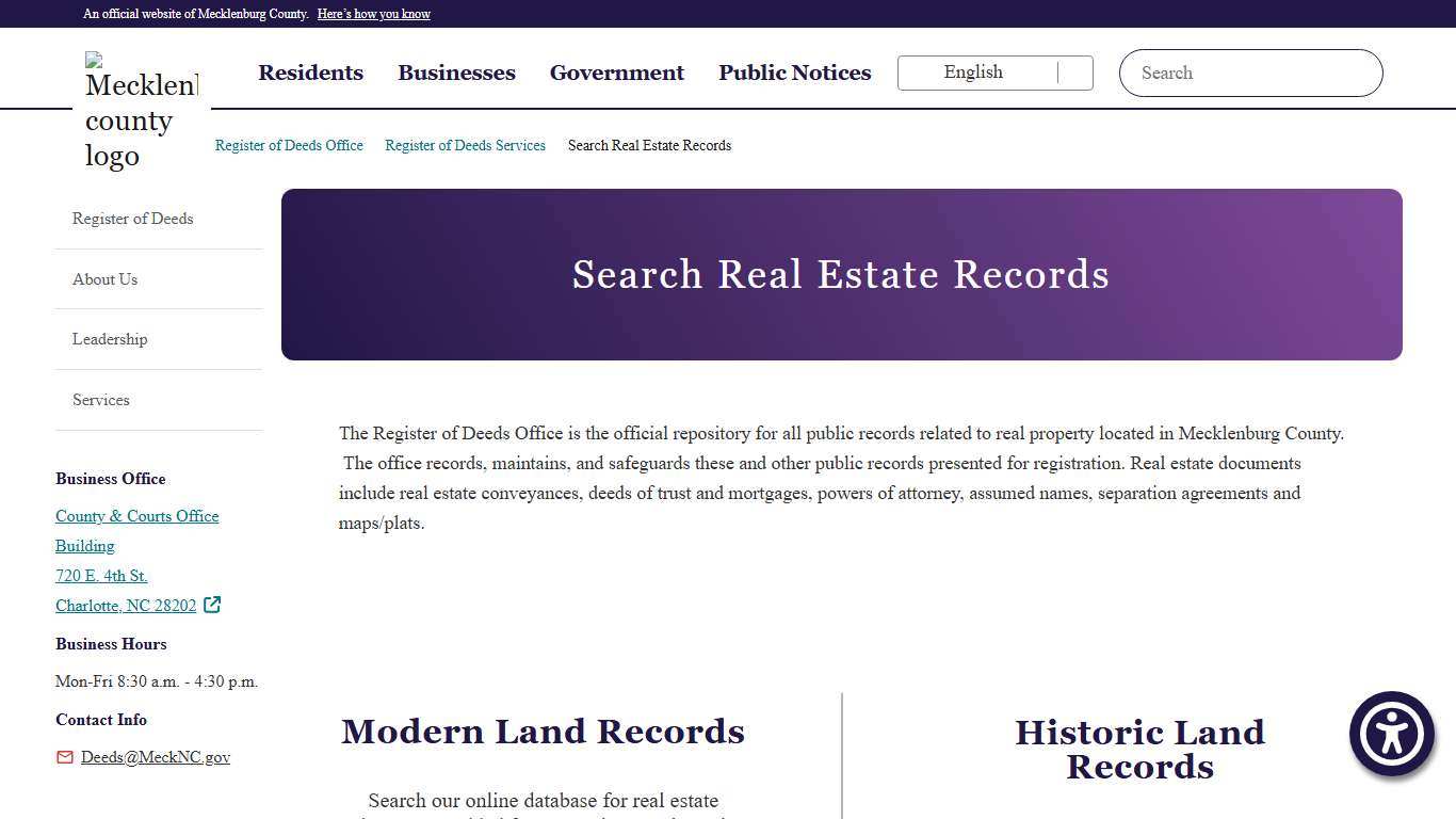 Search Real Estate Records Register of Deeds Office